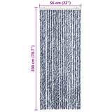 Vliegengordijn Chenille Blauw En Wit