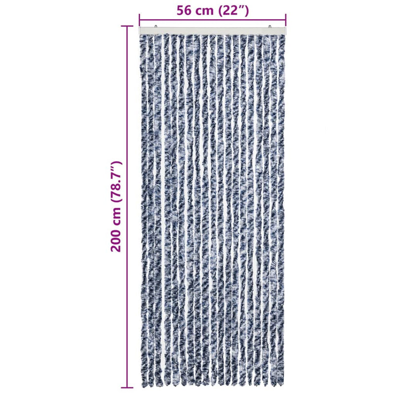 Vliegengordijn Chenille Blauw En Wit