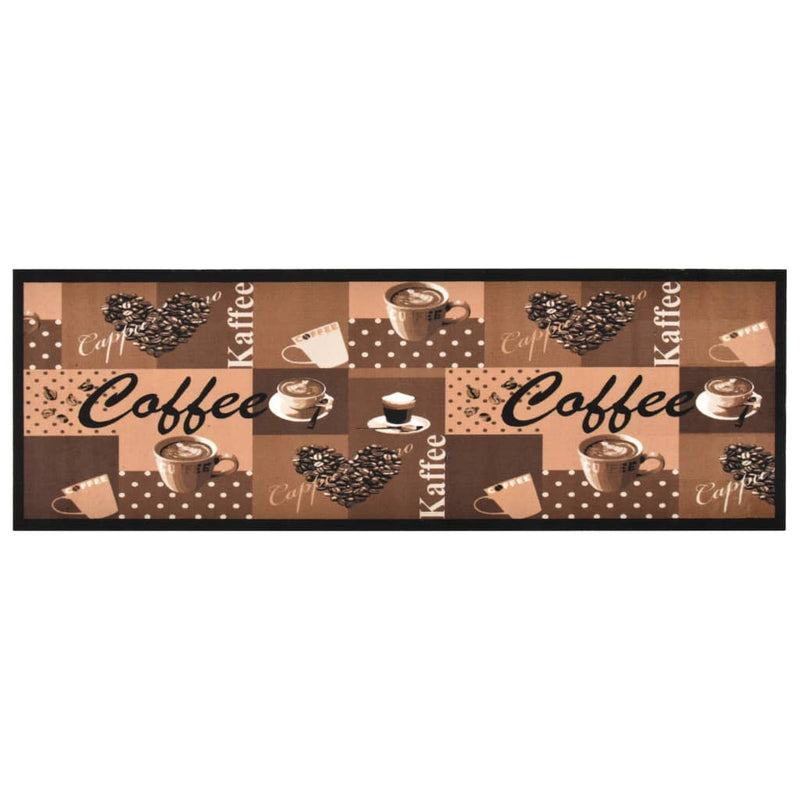 Keukenmat Wasbaar Koffieprint Fluweel Zwart Koffiebruin