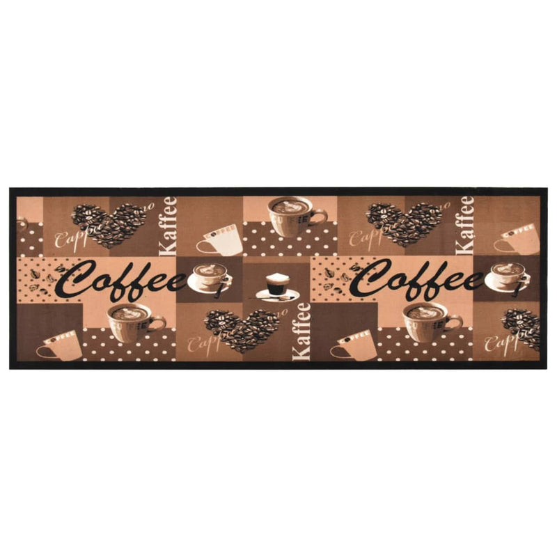 Keukenmat Wasbaar Koffieprint Fluweel Zwart Koffiebruin