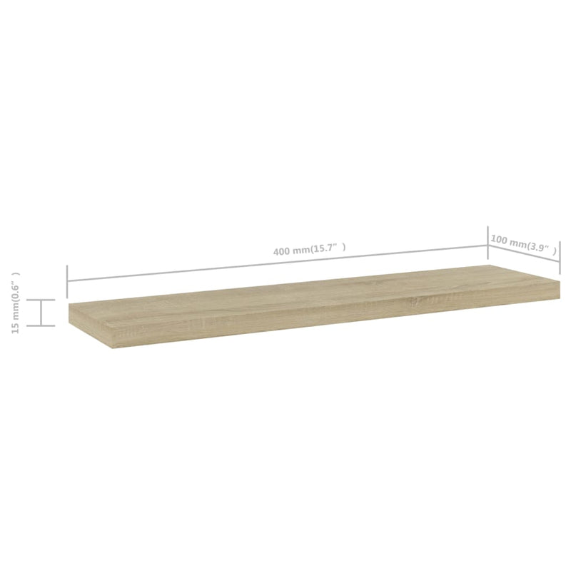 Wandschappen 40X10X1,5 Cm Bewerkt Hout Kleurig Sonoma Eiken