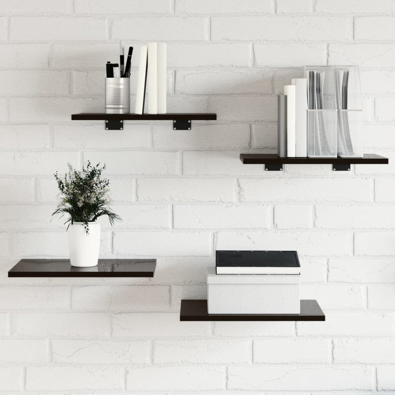 Wandschappen 40X50X1,5 Cm Bewerkt Hout Hoogglans Zwart
