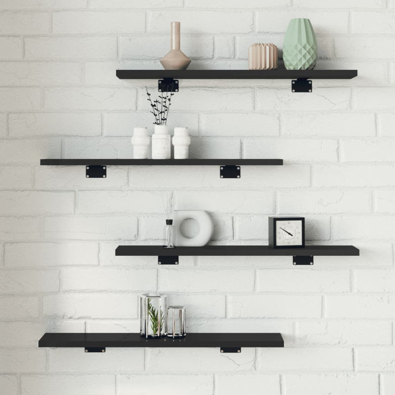 Wandschappen 40X50X1,5 Cm Bewerkt Hout Hoogglans Zwart