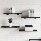 Wandschappen 40X10X1,5 Cm Bewerkt Hout Zwart