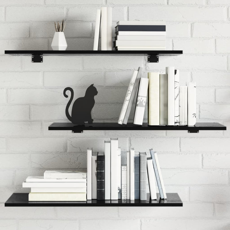 Wandschappen 40X50X1,5 Cm Bewerkt Hout Hoogglans Zwart