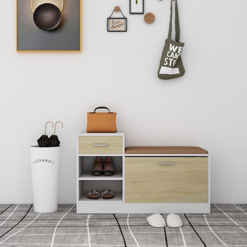 Schoenenbank 94,5X31X57 Cm Bewerkt Hout
