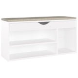 Schoenenbank Met Kussen 104X30X49 Cm Bewerkt Hout