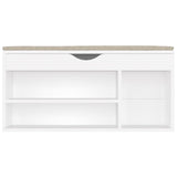 Schoenenbank Met Kussen 104X30X49 Cm Bewerkt Hout