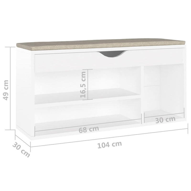 Schoenenbank Met Kussen 104X30X49 Cm Bewerkt Hout