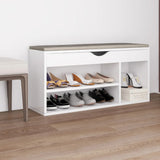 Schoenenbank Met Kussen 104X30X49 Cm Bewerkt Hout