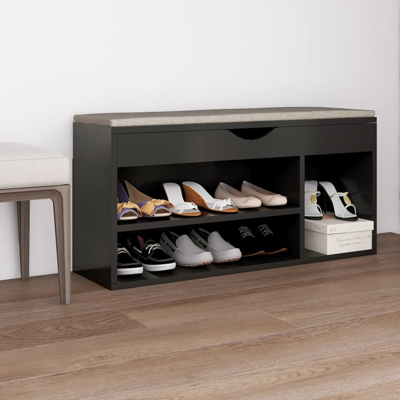 Schoenenbank Met Kussen 104X30X49 Cm Bewerkt Hout