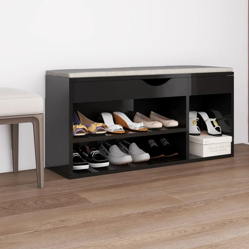 Schoenenbank Met Kussen 104X30X49 Cm Bewerkt Hout