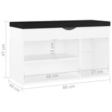 Schoenenbank Met Kussen 80X30X47 Cm Bewerkt Hout