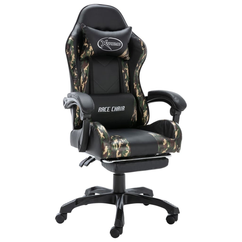 Racestoel Kunstleer Zwart En Camouflage