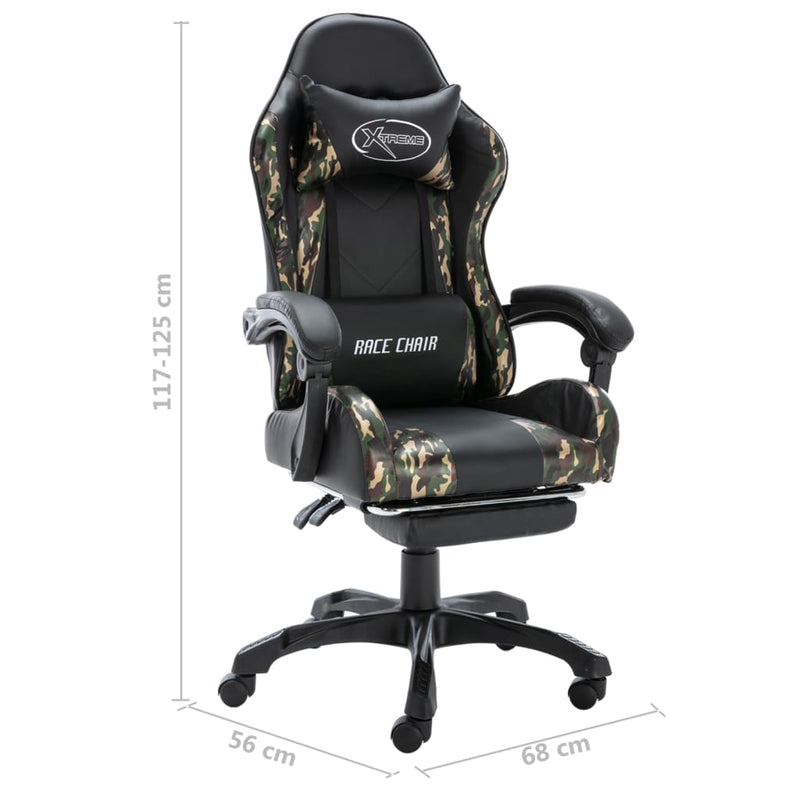 Racestoel Kunstleer Zwart En Camouflage