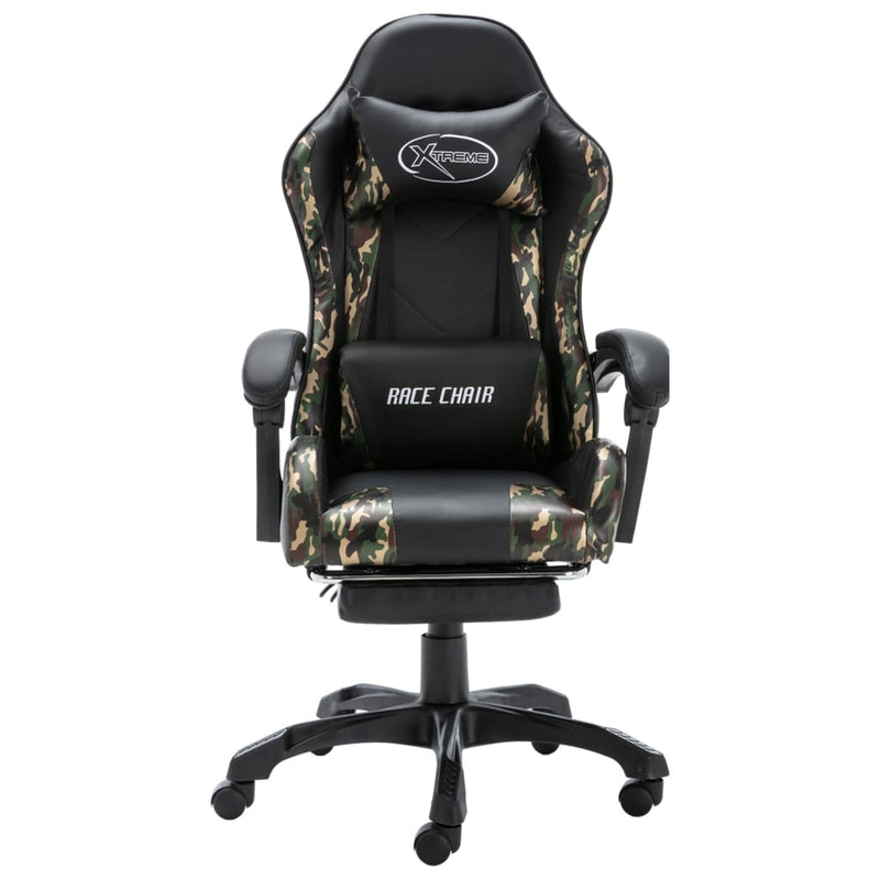 Racestoel Kunstleer Zwart En Camouflage