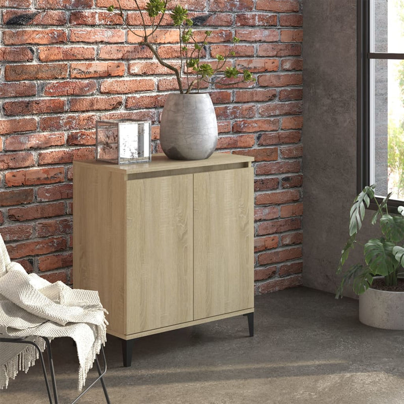 Dressoir 60X35X70 Cm Bewerkt Hout Artisanaal Eikenkleur
