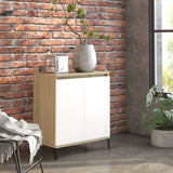 Dressoir 60X35X70 Cm Bewerkt Hout Artisanaal Eikenkleur