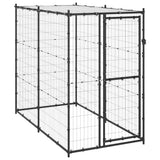 Hondenkennel Voor Buiten Met Dak Staal Zwart En Zilver