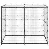 Hondenkennel Voor Buiten Met Dak Staal Zwart En Zilver