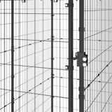 Hondenkennel Voor Buiten Met Dak Staal Zwart En Zilver