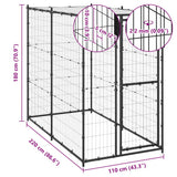 Hondenkennel Voor Buiten Met Dak Staal Zwart En Zilver