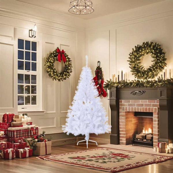 Kunstkerstboom Met Standaard Half 150 Cm Pvc Wit
