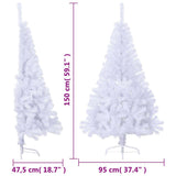 Kunstkerstboom Met Standaard Half 150 Cm Pvc Wit