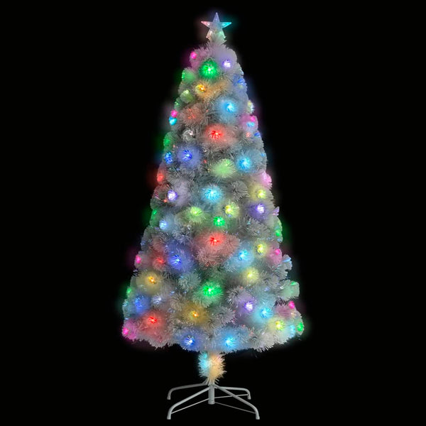 Kunstkerstboom Met Verlichting 120 Cm Glasvezel Wit