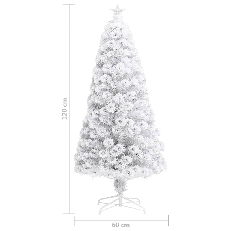 Kunstkerstboom Met Verlichting 120 Cm Glasvezel Wit