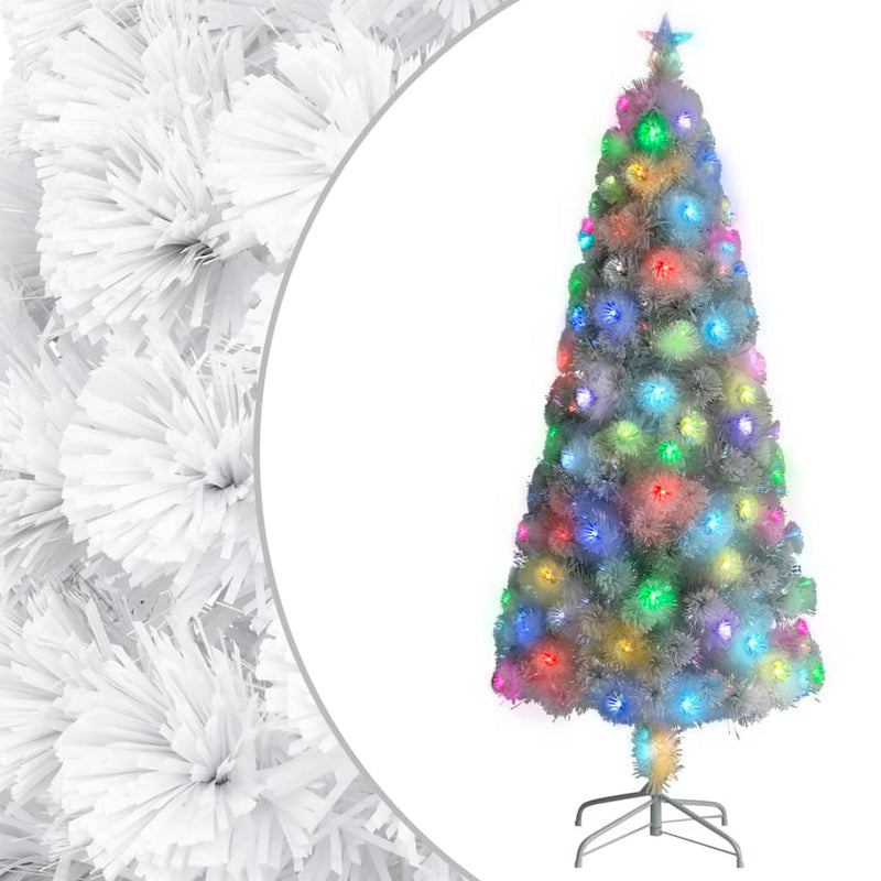 Kunstkerstboom Met Verlichting 120 Cm Glasvezel Wit