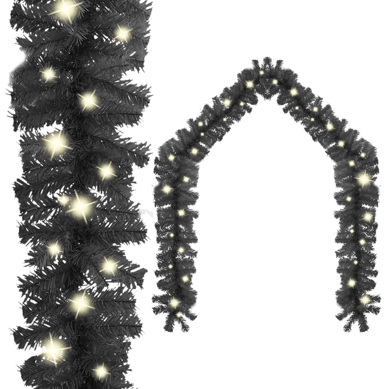 Kerstslinger Met Led-Lampjes Zwart