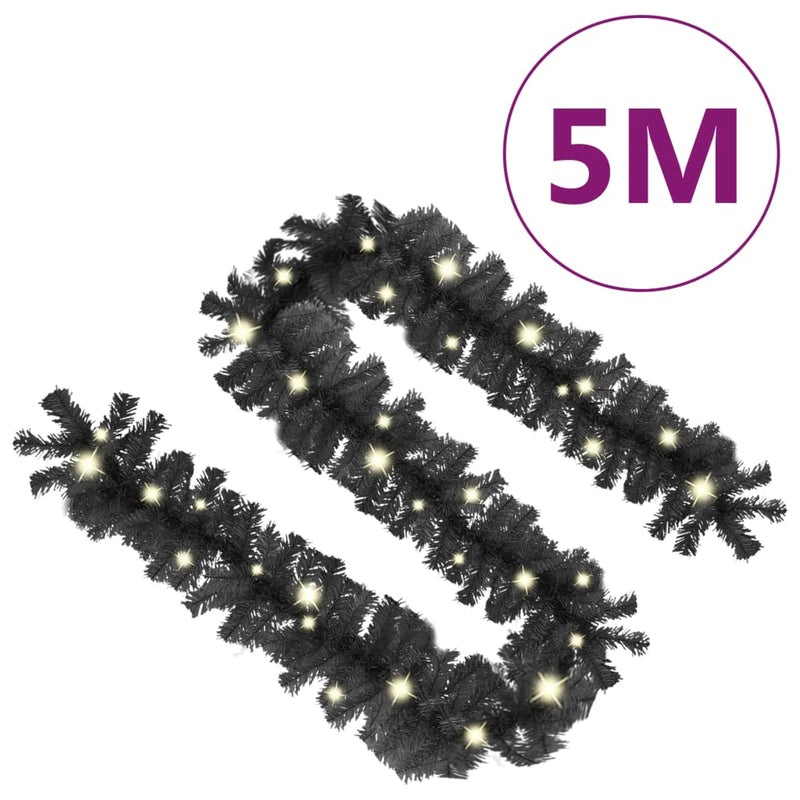Kerstslinger Met Led-Lampjes Zwart