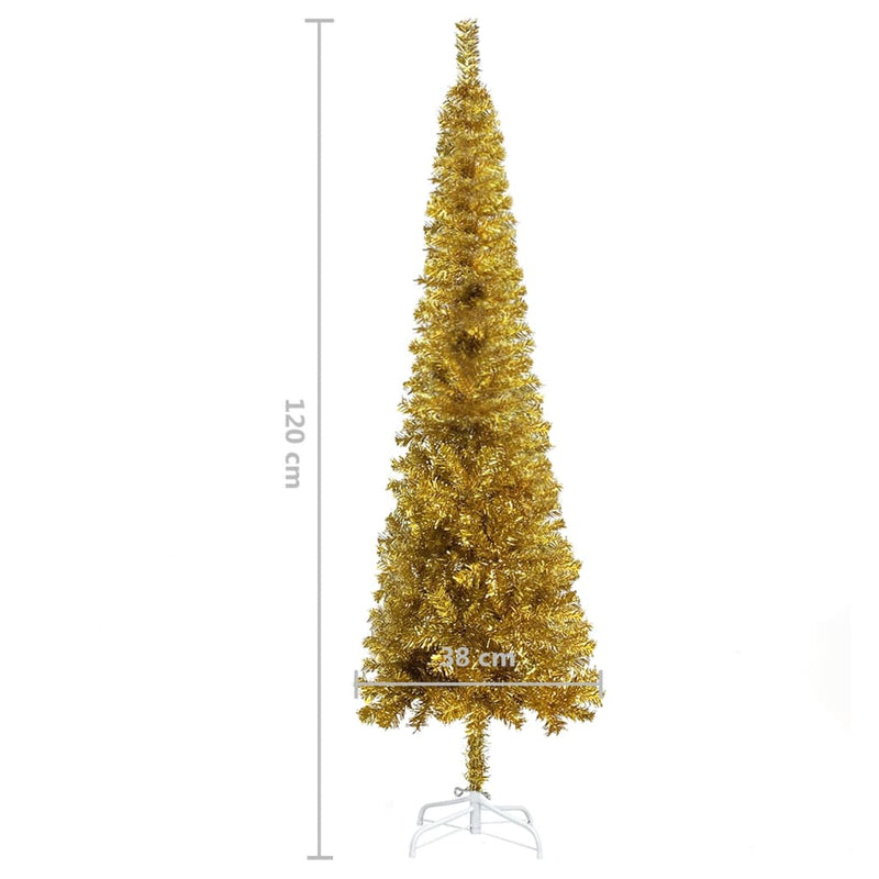 Kerstboom Smal 120 Cm Kleurig Goud