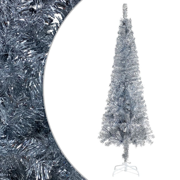 Kerstboom Smal 120 Cm Kleurig Zilver