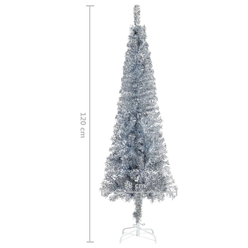 Kerstboom Smal 120 Cm Kleurig Zilver