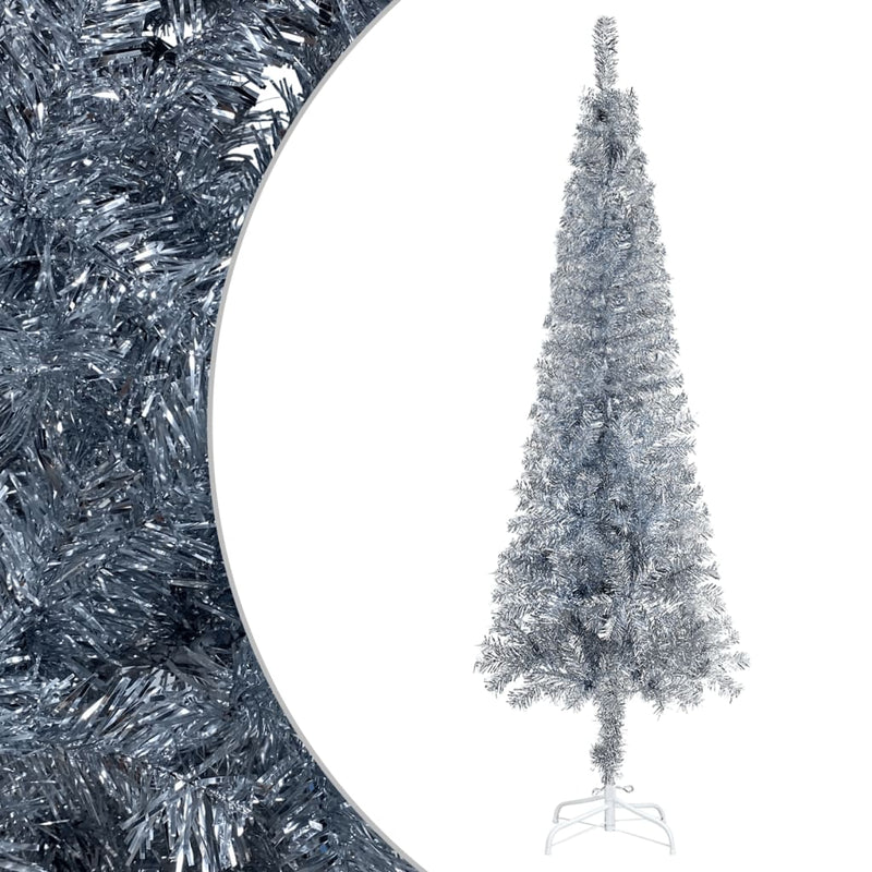 Kerstboom Smal 120 Cm Kleurig Zilver