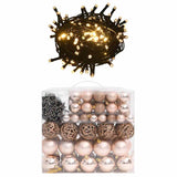 61-Delige Kerstballenset Met Piek En 150 Led's Goud En Brons