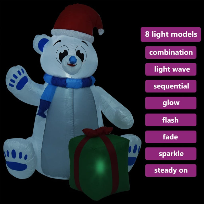 Kerstfiguur Ijsbeer Opblaasbaar Led Binnen En Buiten 2,4 M Multikleur
