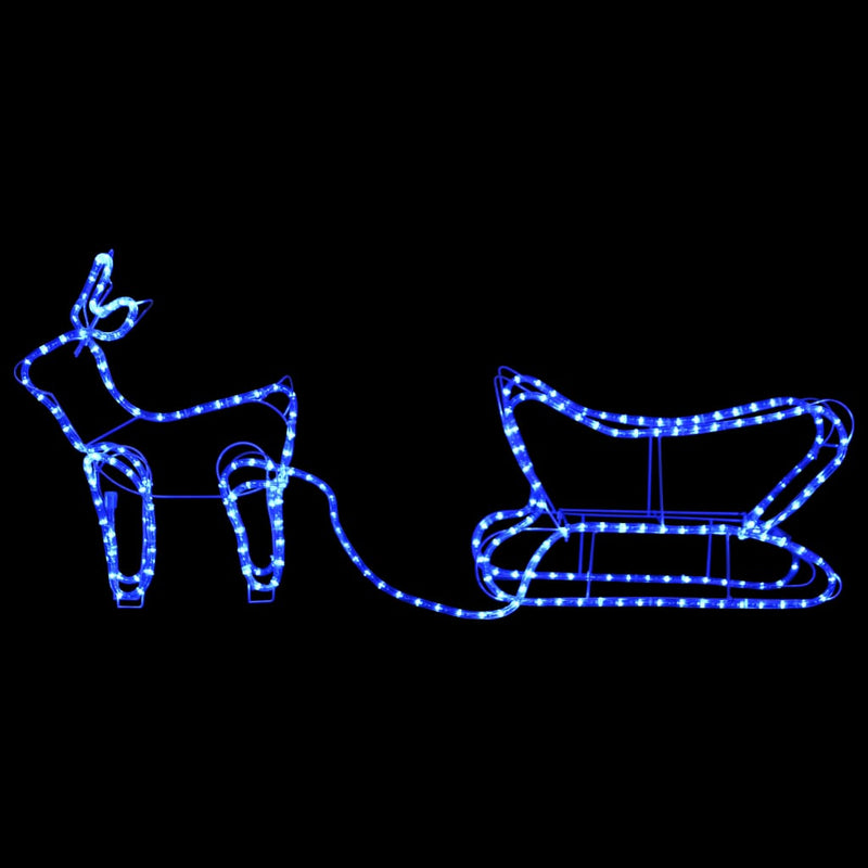 Kerstdecoratie Rendier En Slee 252 Led's Blauw