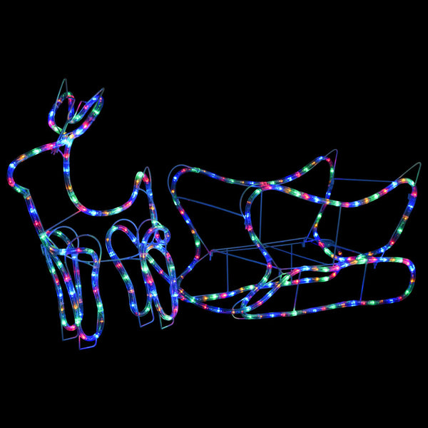 Kerstdecoratie Rendier En Slee 252 Led's Multikleur