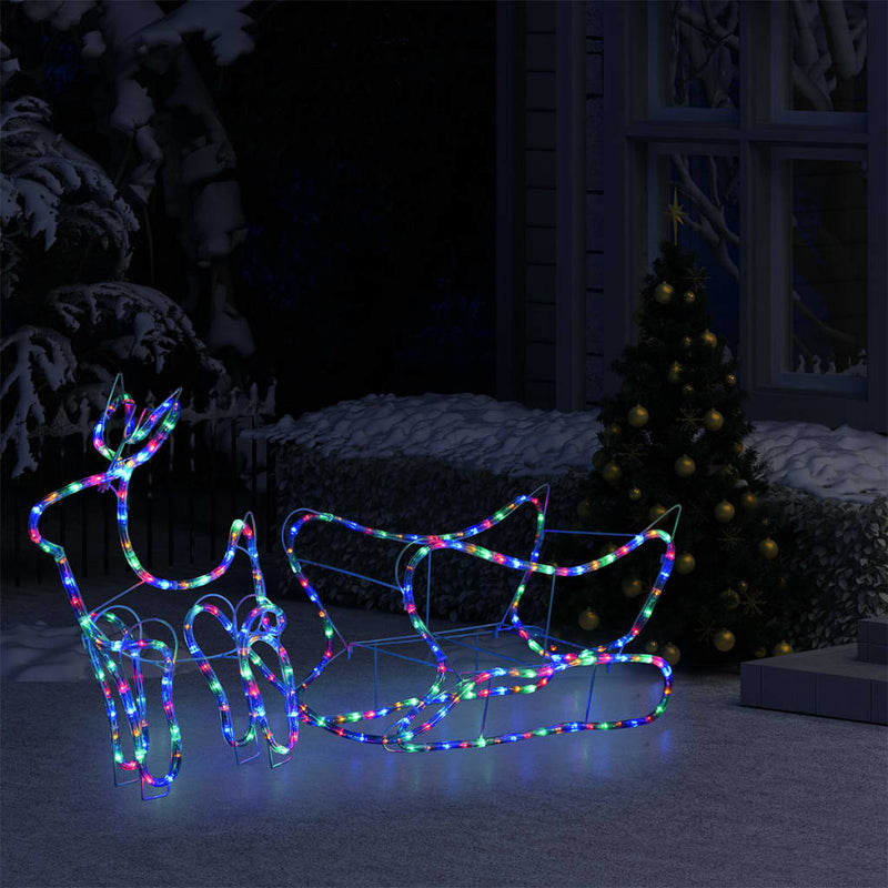Kerstdecoratie Rendier En Slee 252 Led's Multikleur