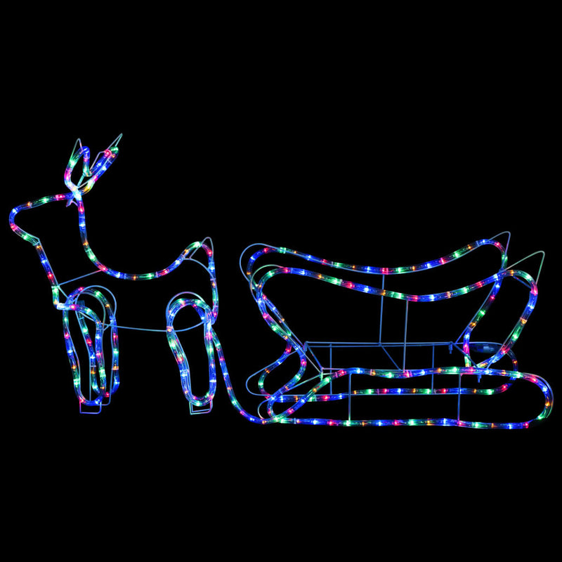 Kerstdecoratie Rendier En Slee 252 Led's Multikleur