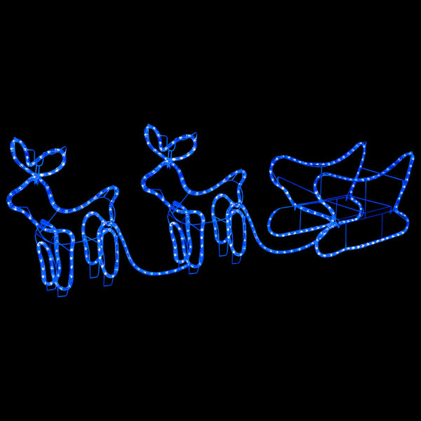 Buitenkerstversiering Rendier En Slee 576 Led's Blauw
