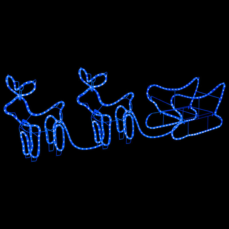 Buitenkerstversiering Rendier En Slee 576 Led's Blauw