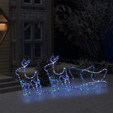 Buitenkerstversiering Rendier En Slee 576 Led's Multikleur