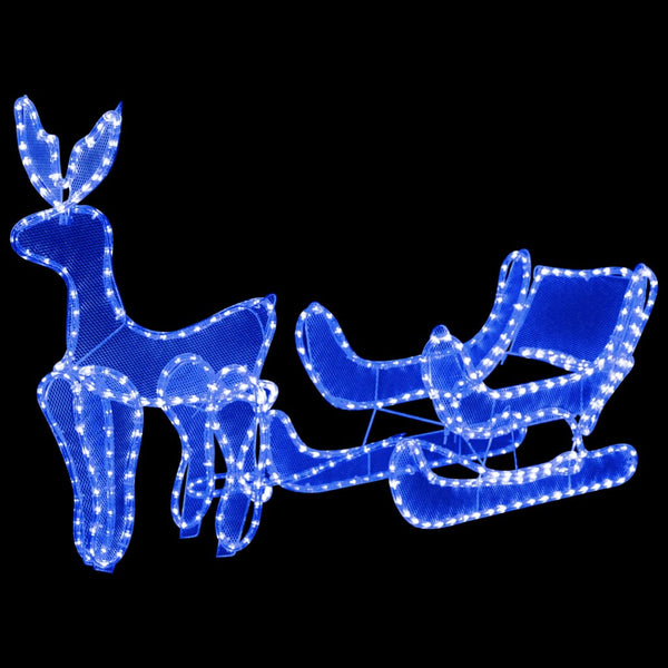 Kerstverlichting Rendier En Slee Met Mesh 432 Led's Blauw