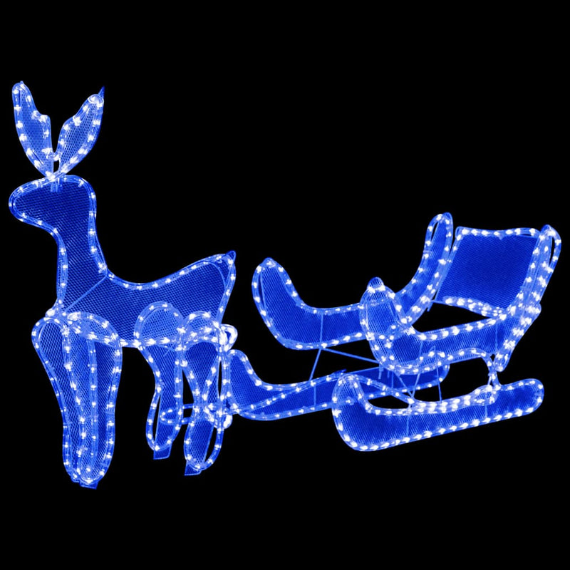 Kerstverlichting Rendier En Slee Met Mesh 432 Led's Blauw