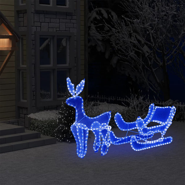 Kerstverlichting Rendier En Slee Met Mesh 432 Led's Blauw