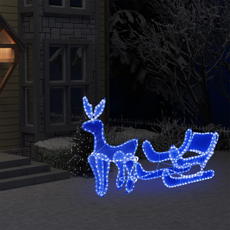 Kerstverlichting Rendier En Slee Met Mesh 432 Led's Blauw